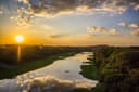 Pôr do sol sobre o rio Poti visto da Ponte Estaiada, em Teresina, Piauí